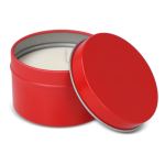 Vela de cera vegetal em frasco monocromático de aço reciclado circular cor vermelho terceira vista