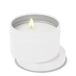 Vela de cera vegetal em frasco monocromático de aço reciclado circular cor branco segunda vista