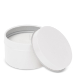 Vela de cera vegetal em frasco monocromático de aço reciclado circular cor branco terceira vista