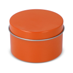 Vela de cera vegetal em frasco monocromático de aço reciclado circular cor cor-de-laranja