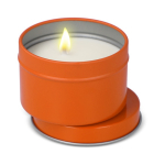 Vela de cera vegetal em frasco monocromático de aço reciclado circular cor cor-de-laranja segunda vista