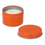 Vela de cera vegetal em frasco monocromático de aço reciclado circular cor cor-de-laranja quinta vista