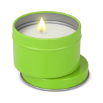 Vela de cera vegetal em frasco monocromático de aço reciclado circular cor verde-lima segunda vista