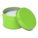 Vela de cera vegetal em frasco monocromático de aço reciclado circular cor verde-lima terceira vista