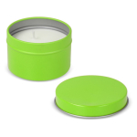 Vela de cera vegetal em frasco monocromático de aço reciclado circular cor verde-lima quinta vista