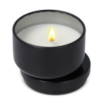 Vela de cera vegetal em frasco de aço reciclado circular cor preto segunda vista