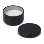 Vela de cera vegetal em frasco de aço reciclado circular cor preto quinta vista