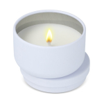 Vela de cera vegetal em frasco de aço reciclado circular cor branco segunda vista