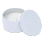Vela de cera vegetal em frasco de aço reciclado circular cor branco terceira vista
