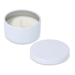 Vela de cera vegetal em frasco de aço reciclado circular cor branco quinta vista