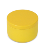 Vela de cera vegetal em frasco de aço reciclado circular cor amarelo