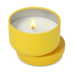 Vela de cera vegetal em frasco de aço reciclado circular cor amarelo segunda vista