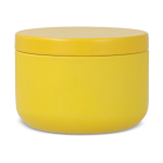 Vela de cera vegetal em frasco de aço reciclado circular cor amarelo quarta vista