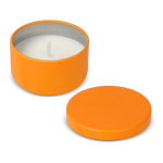 Vela de cera vegetal em frasco de aço reciclado circular cor cor-de-laranja quinta vista
