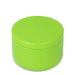 Vela de cera vegetal em frasco de aço reciclado circular cor verde-lima