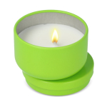 Vela de cera vegetal em frasco de aço reciclado circular cor verde-lima segunda vista