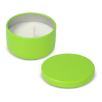 Vela de cera vegetal em frasco de aço reciclado circular cor verde-lima quinta vista