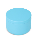 Vela de cera vegetal em frasco de aço reciclado circular cor azul-claro
