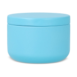 Vela de cera vegetal em frasco de aço reciclado circular cor azul-claro quarta vista