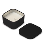 Vela de cera vegetal com aroma a baunilha em frasco de metal cúbico cor preto quinta vista