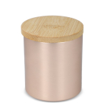 Vela de cera vegetal em frasco de alumínio reciclado metalizado cor rosa ouro