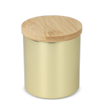 Vela de cera vegetal em frasco de alumínio reciclado metalizado cor dourado