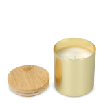Vela de cera vegetal em frasco de alumínio reciclado metalizado cor dourado quinta vista