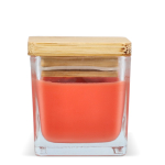 Vela de cera vegetal em frasco de vidro com tampa de bambu cor cor-de-laranja quarta vista