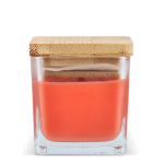 Vela de cera vegetal em frasco de vidro com tampa de bambu cor cor-de-laranja quinta vista
