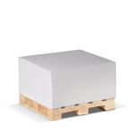 Cubo de notas, 420 folhas lisas FSC, palete de madeira 10 x 10 x 5 cm cor branco
