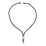 Lanyard de rPET colorido com detalhe de bambu para personalizar cor branco segunda vista