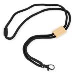 Lanyard de rPET colorido com detalhe de bambu para personalizar cor branco terceira vista