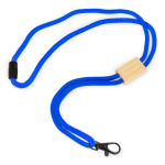 Lanyard de rPET colorido com detalhe de bambu para personalizar cor branco terceira vista
