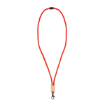 Lanyard de rPET colorido com detalhe de bambu para personalizar cor branco