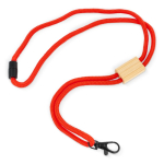 Lanyard de rPET colorido com detalhe de bambu para personalizar cor branco terceira vista
