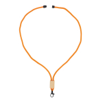 Lanyard de rPET colorido com detalhe de bambu para personalizar cor branco segunda vista