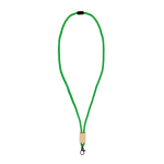 Lanyard de rPET colorido com detalhe de bambu para personalizar cor branco