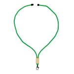Lanyard de rPET colorido com detalhe de bambu para personalizar cor branco segunda vista