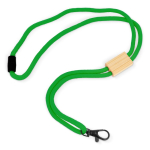 Lanyard de rPET colorido com detalhe de bambu para personalizar cor branco terceira vista