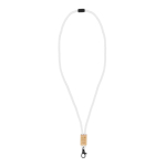 Lanyard de rPET colorido com detalhe de bambu para personalizar vista principal