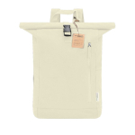 Mochila roll-top de 100% canvas reciclado com fecho de fivela cor natural primeira vista