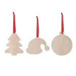 Enfeite com design de árvore de Natal feito de madeira Natalício Tree segunda vista