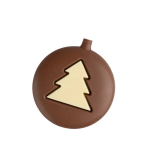 Chocolate em forma de bola de Natal com desenho de árvore cor branco