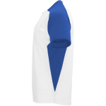 T-shirt desportiva poliéster unissexo bicolor 140 g/m2 Roly cor azul real vista lateral