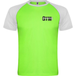 T-shirt desportiva manga curta unissexo poliéster 140 g/m2 Roly cor verde fluorescente vista impressão serigrafia