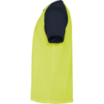 T-shirt desportiva manga curta unissexo poliéster 140 g/m2 Roly cor amarelo fluorescente vista lateral