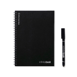 Caderno infinito com capa flexível e marcador, folhas A5 lisas cor preto primeira vista
