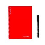 Caderno infinito com capa flexível e marcador, folhas A5 lisas cor vermelho primeira vista