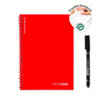 Caderno infinito com capa flexível e marcador, folhas A5 lisas cor vermelho terceira vista