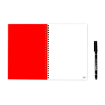 Caderno infinito com capa flexível e marcador, folhas A5 lisas cor vermelho